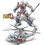 885PCS MOC 2in1 Harbin Z-20 Helicopter Mecha Figure Model Toy Building Block Brick Gift Kids DIY Set New Compatible Lego
